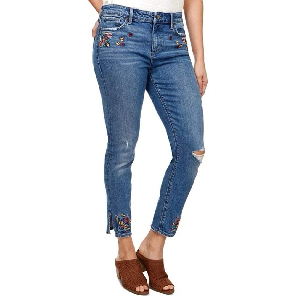 LUCKY BRAND Women sz.20W GINGER Skinny Jeans Embroidered Distressed Stretch NEW